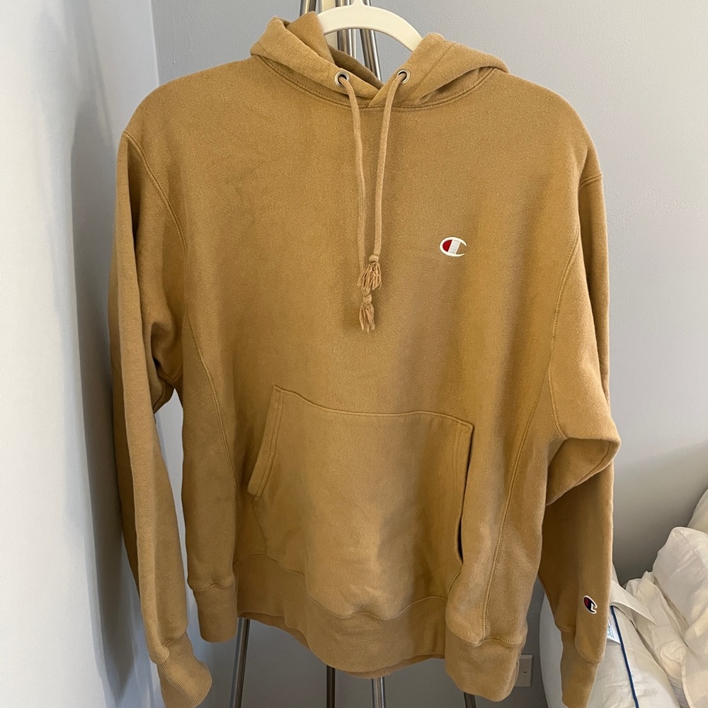 Champion reverse weave hoodie (tan, medium)